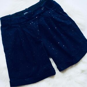 Hilfiger Collection Navy Blue Sequin Shorts Bermudas Made in Italy Size 4
